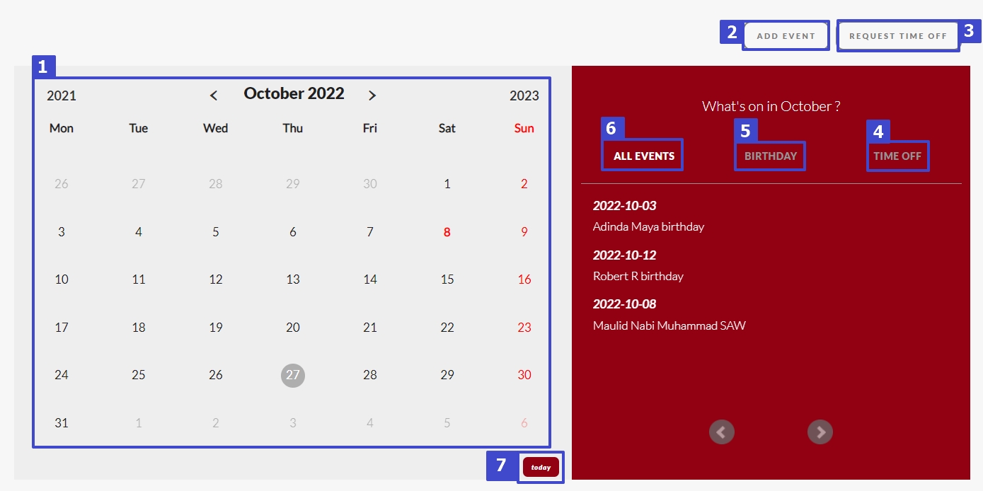 How to manage calendar sub menu mekari talenta
