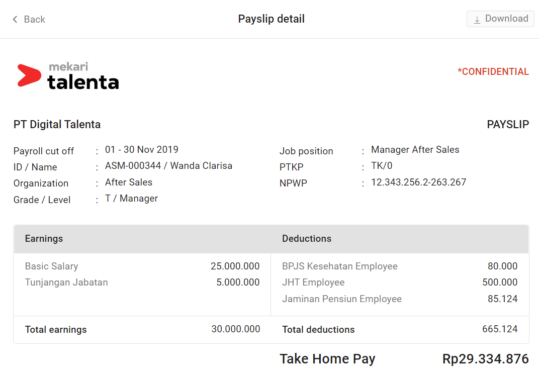 Payroll Info Overview – Mekari Talenta